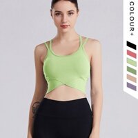 Set đồ tập Yoga Áo bra cổ yếm 2 dây, kèm mút nâng ngực kiểu dáng trẻ trung năng động