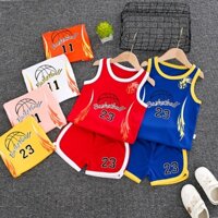 Set Đồ Thể Thao 2 Món Gồm Áo Ba Lỗ Cổ Tròn In Hình Hoạt Hình Và Quần Ngắn Bằng Vải Cotton Thời Trang Dành Cho Bé Trai Và Bé Gái