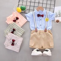 Set Đồ Thể Thao Mùa Hè 2 Món Gồm Áo Thun Kẻ Sọc + Quần Ngắn In Họa Tiết Hoạt Hình Cho Bé Trai 1 2 3 4 5 Tuổi