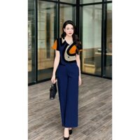 Set Đồ Thời Trang Văn Phòng, Chất Đũi Cao Cấp, Áo Ngắn Tay, Quần Đũi Suông Nữ, Mã P66