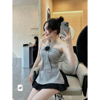 Set đồ tiểu thư áo cup chân váy tặng kèm hoa rời xinh xỉu( kèm ảnh thật)