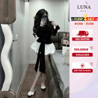 Set Đồ Tiểu Thư Sang Chảnh Luna Design Áo Thun Bozip Tay Nơ Đính Hoa Phối Chân Váy Peplum Thắt Nơ Đi Tiệc Hẹn Hò Dạo Phố