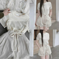 SET ĐỒ TRẮNG, MẶC ĐI CHƠI, CAFÉ, DU LỊCH, THỂ THAO,... QUẦN KAKI, ÁO REN TỔ ONG K122