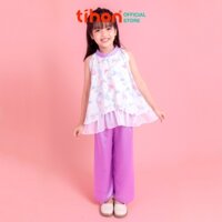 Set đồ trung thu bé gái TIHON áo cổ yếm phối quần lụa mềm mát tặng kèm túi xinh xắn SET0750816