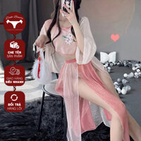 Set đồ váy ngủ sexy cosplay cổ trang cô gái Trung Hoa DK119 bộ hán phục vải voan xuyên thấu gợi cảm