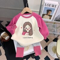 Set Đồ Xuân Thu Hai Món Gồm Áo Sweater Mỏng Tay Dài Phong Cách Phương Tây Mới 2023 Cho Bé Gái