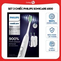 Set đôi bàn chải điện Philips Sonicare 6100 (Trắng)