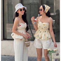 SET ĐÔI BẠN THÂN SET ÁO THÊU HOA HAI DÂY QUẦN TRẮNG