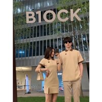 Set đôi Polo Style màu be - Set áo váy trái tim