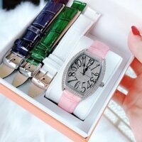 Set Đồng Hồ Nữ Davena 61056 Silver 34mm Với 3 Dây Da Authentic