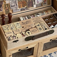 SET DỤNG CỤ CAO CẤP LÀM BULLET JOURNAL- CON DẤU WOOD STAMP PHONG CÁCH CỔ ĐIỂN- KÈM HỘP GỖ CAO CẤP- bách hóa na na