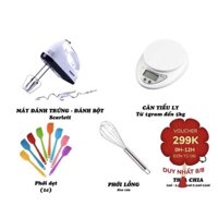 Set dụng cụ cơ bản cho người mới làm bánh( cân tiểu ly, phới đánh trứng,phới trộn bột,thìa đong,máy đánh trứng)