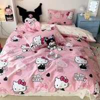 Sét Ga Gối kèm Vỏ Chăn EverDream 42 Hello Kitty,100% cotton living cao cấp, Đủ mọi kích thước, nhận may theo yêu cầu.