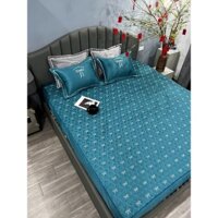 Set Ga Gối Phi Lụa Chun Bọc Đệm Trần Bông Thêu Nơ HOT 2025