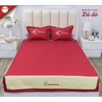 Set Ga Gối Satin 3 Món, Bộ Drap Phủ Giường Dày Dặn Cao Cấp Kèm 2 Vỏ Gối