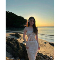 Set gen kem áo cúp ngực nơ + chân váy đuôi tôm