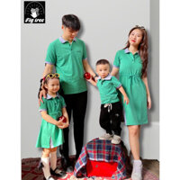 Set Gia Đình Fig Tree Thun Polo Màu Xanh Cốm Tươi Sáng Đón Hè, Chất Vải Dày Dặn, Co giãn, Nhiều size