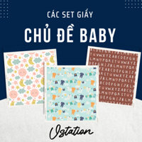 Set giấy chủ đề  Baby có họa tiết làm thiệp handmade, khung hình nổi scrapbook, album love box