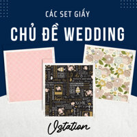 Set giấy họa tiết Wedding làm thiệp handmade, khung hình nổi scrapbook, album love box