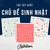 Set giấy SINH NHẬT họa tiết làm thiệp handmade, khung hình nổi scrapbook, album love box