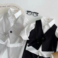 Set gile dài tay (gồm:áo sơ mi, quần âu, áo gile) cực bảnh cho bé trai đi ăn cưới, đi sự kiện(0824B51)