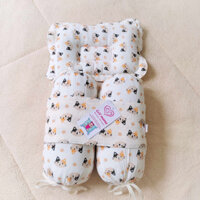 Sét Gối chặn cho bé sơ sinh và gối chống bẹp méo đầu GV mama xô muslin đẹp loại 1 cao cấp
