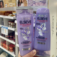 Set gội xả Loreal Elseve Hyaluron Repulp Pháp cho tóc bết và chân tóc khô xơ 400ml và 300ml