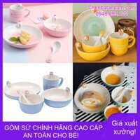 Set gốm sứ cao cấp cho bé ăn dặm Gấu, cáo, hà mã, sư tử 5 chi tiết