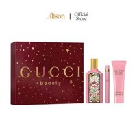 SET Gucci Flora Gorgeous Gardenia EDP 100ml + Body Lotion 50ml + EDP 10ml