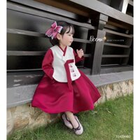 Set hanbok thêu hoa kèm nơ kẹp tóc cho bé, set hankbok hàn quốc thêu hoa siêu xinh cho bé