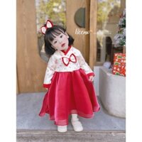 Set hanbok tường vi Beemo cho bé gái, set HANBOK hoa kèm nơ kẹp tóc cho bé sz 8-23kg