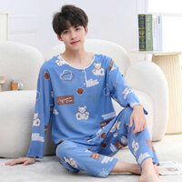 set hè áo hydrogen Bộ đồ ngủ mẫu mỏng mùa hè cho thanh thiếu niên trang phục điều hòa áo mặc ở nhà nam học sinh cấp hai cỡ lớn cho bé trai