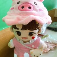 Set heo hồng + túi vàng + giày trắng