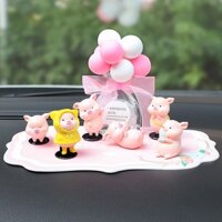 Set Heo Tinh Nghịch Trang Trí Taplo Ô Tô Dễ Thương - Heo để taplo ô tô
