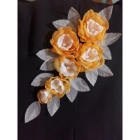 Set hoa đính kết váy đầm áo dài màu trắng cam (màu khác inbox)