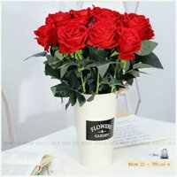 Set hoa hồng lụa cao cấp cắm sẵn vào xô thiếc vintage, quà tặng trang trí