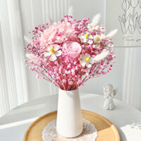 SET HOA KHÔ để bàn mix cùng hoa hồng bất tử khô trang trí nhà cửa phong cách bắc âu