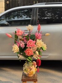 Set hoa sen cắm bình tròn 4 mặt