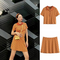Set hoạ tiết cam áo polo xuất xịn