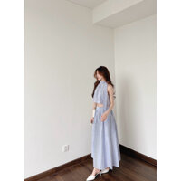 Set hoạ tiết KẺ yếm buộc sau kèm chân váy xoè ứng dụng Samhyewear