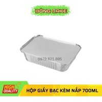 Set hộp nhôm (Hộp giấy bạc) kèm nắp hình chữ nhật loại 700ml đựng thực phẩm có thể nướng trong lò