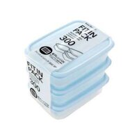 Set Hộp thực phẩm Fit in Pack 1350ml, 900ml, 600ml, 300ml 150ml nắp dẻo Sanada Nhật Bản dùng lò vi sóng, tủ đông lạnh - Set 3 hộp 300ml