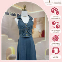 Set jean áo yếm kèm chân váy