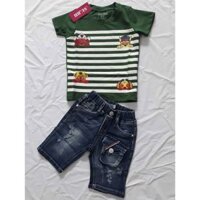 Set jean bé trai áo in hình đội chó cứu hộ