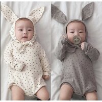 Set Jumpsuit Tay Dài Hoạ Tiết Ngôi Sao + Nón Cho Trẻ Sơ Sinh