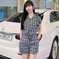 Sét kẻ đũi xước mềm mại áo croptop buộc vạt quần short đùi siêu xinh Ny Fashion 5057