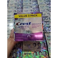 Set Kem đánh răng CREST 3D White Brilliance Vibrant Peppermint 116g x 3