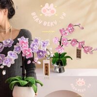 Set kẽm nhung làm hoa lan trang trí Tết kèm sẵn cành dài 90cm