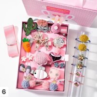 set kẹp tóc 24 chi tiết nhiều màu,tông hồng