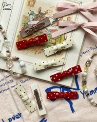 Set kẹp tóc Nơ chấm bi chữ nhật (2c)